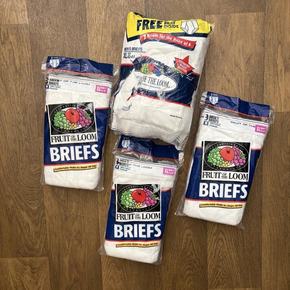 Vtg 90s Fruit of the Loom Men's Briefs XL White, 3 Pair 3 Packs + 1 Pack 7 Pairs